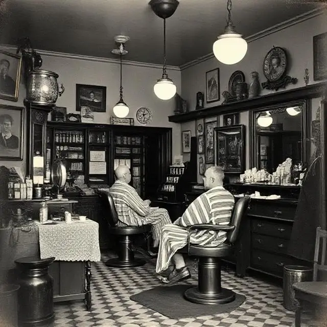 A vintage photograph representing the start of the barbershop