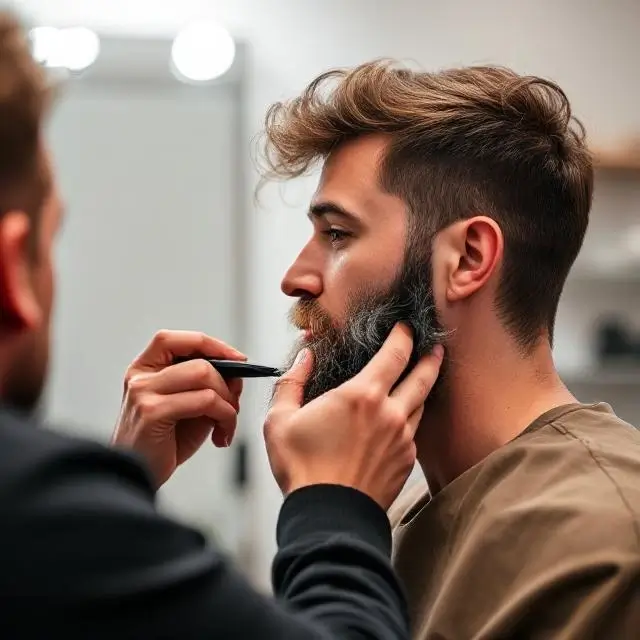 A precise beard grooming session