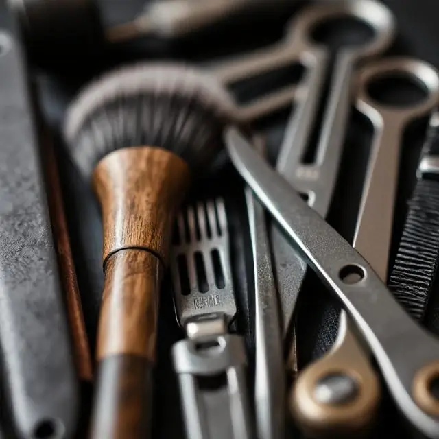Close-up of barber tools