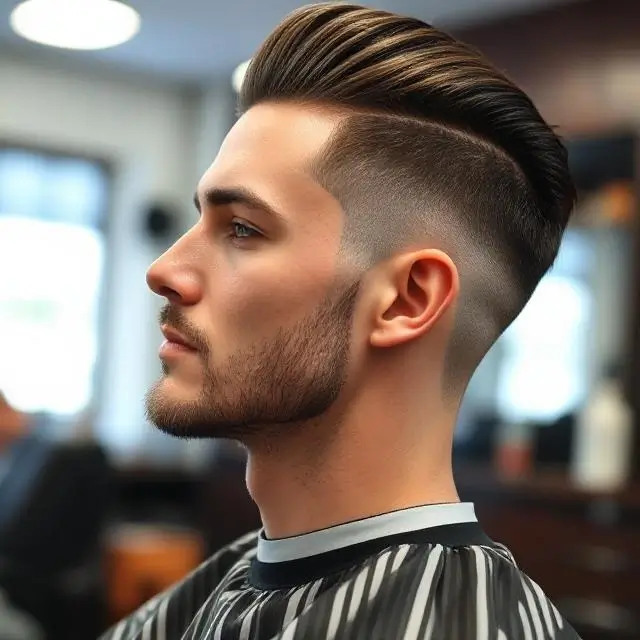 Modern hairstyle created at the barbershop