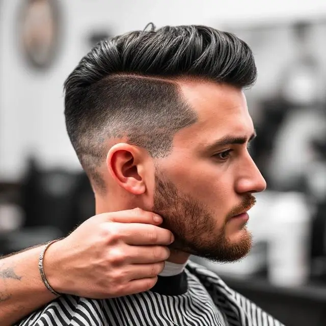 Barber focused on a detailed cut