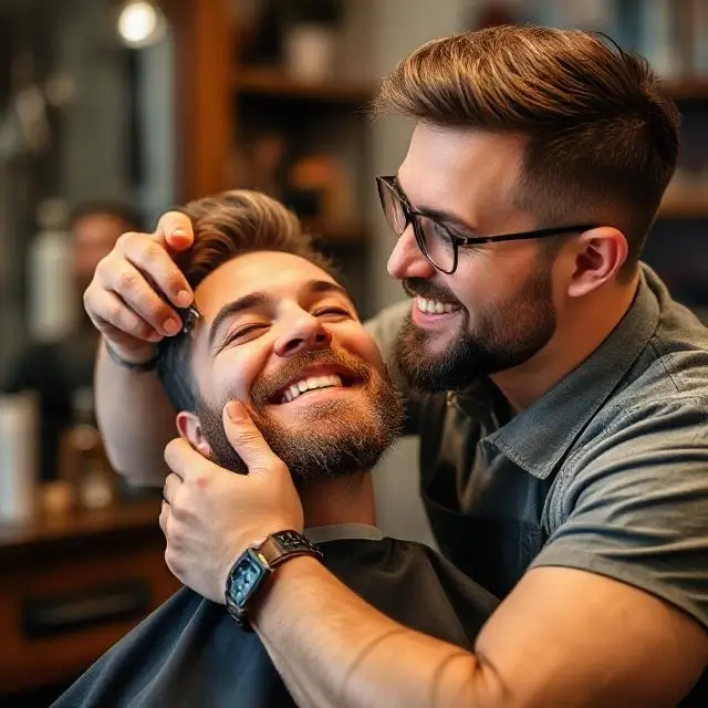 A happy client, Robert G., during his grooming session