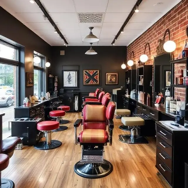 The newly expanded barbershop interior